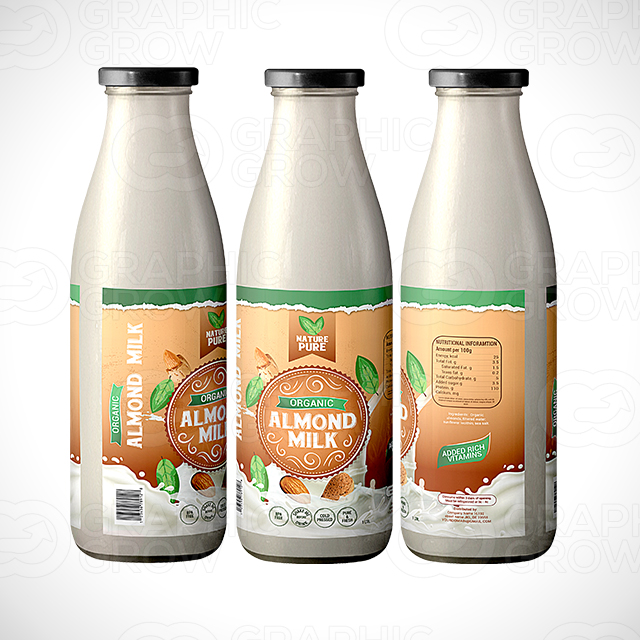 Almond milk label design
