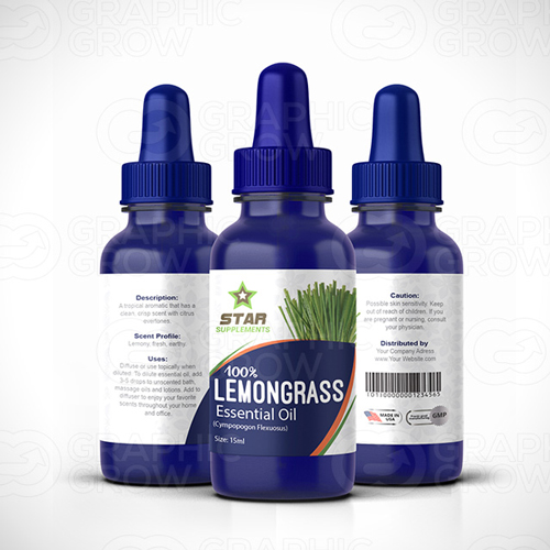 Lemongrass Essential oil label design