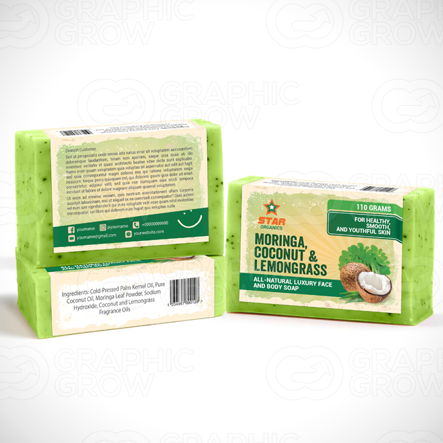 Moringa body soap packaging