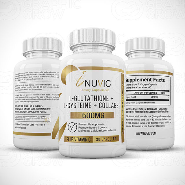 Glutathione supplement label design